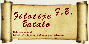 Filotije Batalo vizit kartica